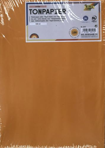 folia 6417 - Tonpapier ocker, DIN A4, 130 g/qm, 100 Blatt - zum Basteln und kreativen Gestalten von Karten, Fensterbildern und für Scrapbooking