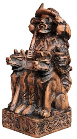 Dryad Design Odin Statue Allfather nordischer Gott Figur – Wikinger Heimdekoration | 20,3 cm große Allvater mit Gungnirspeer und Raben, Huginn & Muninn-Statue; Wikingeraltar-Dekor; langlebiges Harzholz-Finish