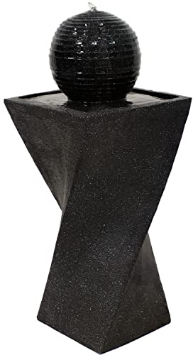 Sunnydaze 32-Inch Outdoor Solar Water Fountain - Backyard Water Fountain with Solar Battery Backup and LED Light for Garden, Patio, Yard or Balcony