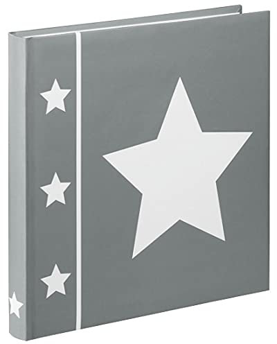 Hama Fotoalbum „Skies“ (Jumbo Album mit 60 Seiten, für 240 Fotos im Format 10x15, Stern Motiv, 30x30) XL Fotobuch grau