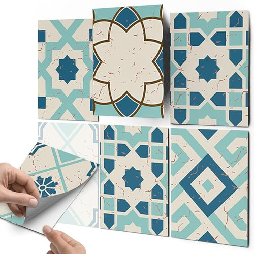 CREATISTO Fliesenaufkleber Fliesenfolie Mosaikfliesen - Aufkleber Folie für Fliesen I Klebefliesen Deko Folie für Fliesen in Küche u. Bad/Badezimmer (20x25 cm I 6 -Teilig)