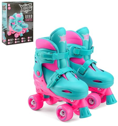 Xootz Kids Quad Skates, Beginner Adjustable Roller Skates Girls, Pink