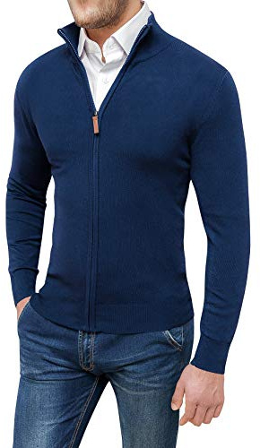 Evoga Maglione Cardigan Uomo Blu Scuro Slim Fit Invernale Casual
