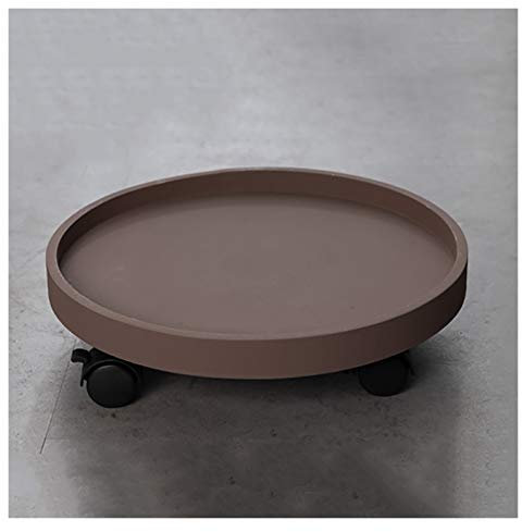MESURE Pflanzenroller Für Innenbereich, Runder Beweglicher Pflanzgefäßanlage Pflanzständer Auf Rollen Pflanzer Trolley Rollen Rolling Tablett, Für Innengarten Im Freien (Color : Brown, Size : 50cm)
