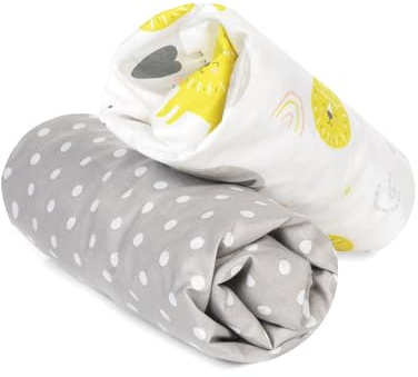 FlyIdeas Lakan för Vaggor & Moseskorgar 2 Delar Set, 75x35 cm - 2 Vagga Lakan Kompatibel med Barnvagnar Liggvagnar Moseskorg, 100% Organiskt Bomull