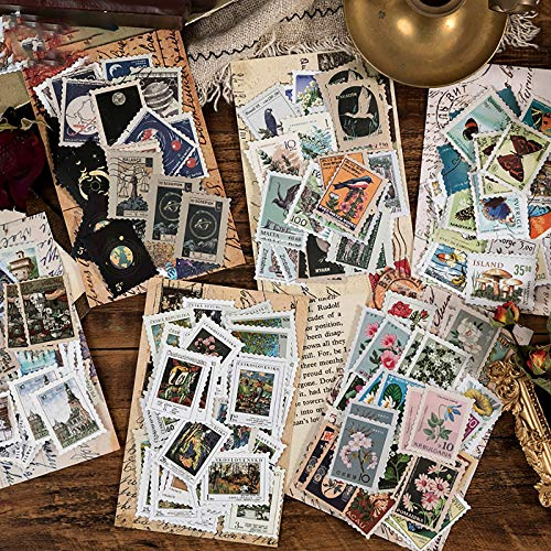 276 stk Vintage Aufkleber Stempel Scrapbooking Aufkleber für Scrapbook Kalender Notizbuch Tagebuch Fotoalbum DIY Dekoration, 4 * 3cm, Schmetterling, Stadt, Malerei, Blumen, Tier, Stern