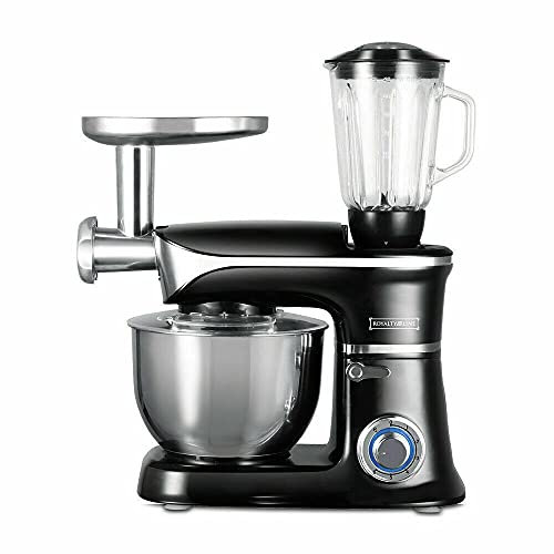 Royaltyline - Robot da cucina tritatutto, 3 in 1 impastatrice planetaria, mixer frullatore 6,5 litri 1900 W (Nero)