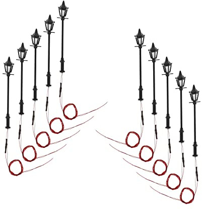 Sharplace 10 Stück Modellbau Lampe LED, 1:100 FT17 Miniatur Straßenlampen | Beleuchtung Laternenpfahl Modell, Straßenlaternen Lampen für Mini Garten Dekoration Set, Eisenbahn Landschaft