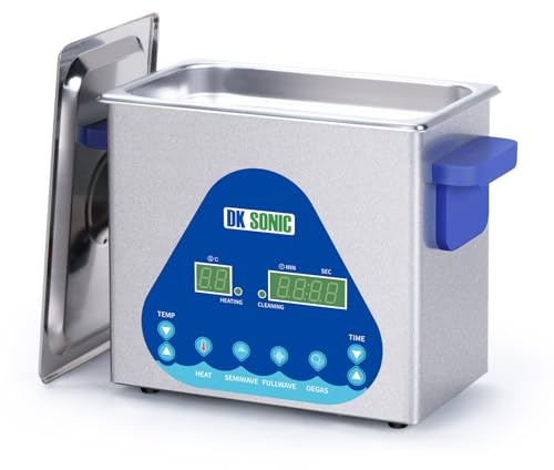 DK SONIC Limpiador Ultrasónico 3L, Limpiador Ultrasónico Profesional de Joyas de 120W con Calentador y Temporizador, Control Digital y Cesta, Múltiples Funciones para Joyas, Gafas, Cadenas, Relojes