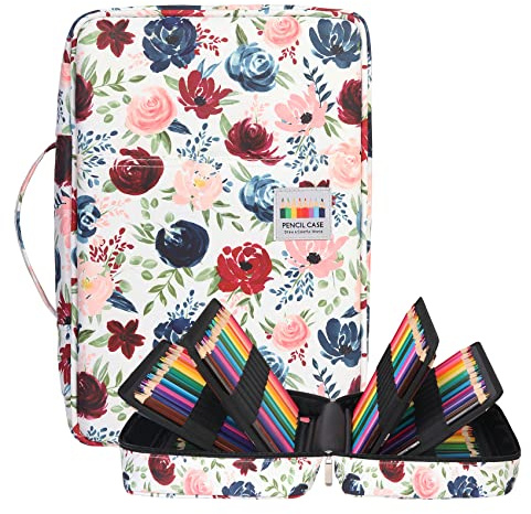 BOMKEE Trousse à Crayons Grande Capacité, 304 Fentes Sac à Crayons de Dessin Grande Capacité Pochette à Crayons de Couleur Organisateur Multicouche pour étudiant Artiste, Enfants et Adultes