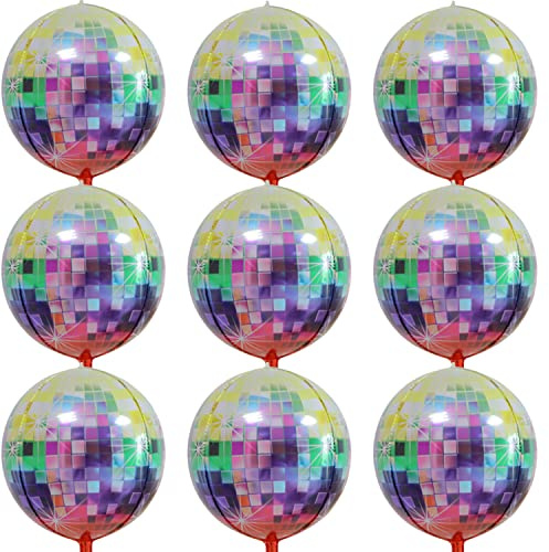 Globos de bola de discoteca multicolor grandes, 22 pulgadas, Globos de discoteca 4D metálicos| Decoraciones de fiesta de los años 90 | Globos de lámina de discoteca, decoraciones de fiesta de los años