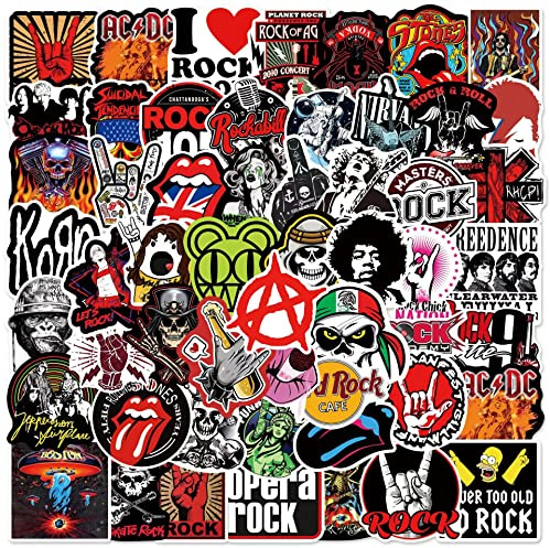 100PCS Rock and Roll Trendy Music Stickers - Waterproof Vinyl, Punk Cool Stickers for Personalize Laptop, Electronic Organ, Guitar, Skateboard, Luggage Graffiti Decals