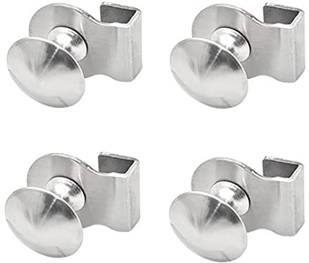 Heuskay 4 maniglie per porte in vetro, maniglie a clip in acciaio inox, senza foratura, morsetti per porte in vetro, 5-8 mm, per vetrine e armadi in vetro