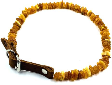 Bernsteinkette für Hund - Bernsteinhalsband für Hund - Natürliche Baltische Bernsteinperlen (55-60cm)