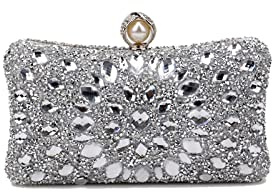 CORIOS Strass Clutch für Damen Shiny Abendtasche Diamant Clutch Tasche Kette Schultertasche Elegante Umhängetasche Klein Tasche für Hochzeit Bankett-Party Abschlussball Silber