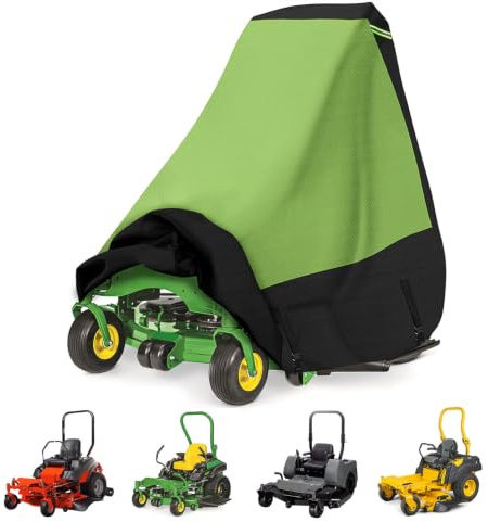 Zero Turn Mower Cover with ROPS,Waterproof Heavy Duty Fits Up to 60”Mower Decks,600D Polyester Oxford UV and Water Resistant,Windproof Buckle Strapping Designed for Storage and Trailering