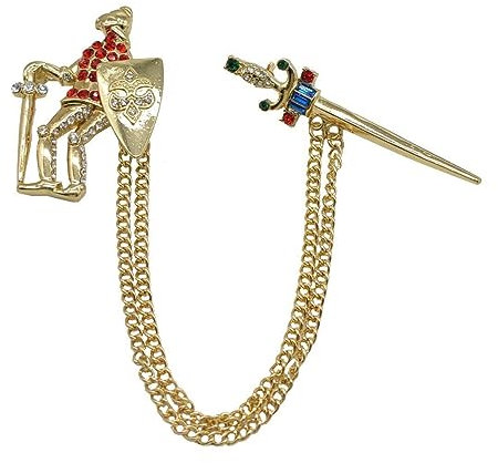 YAHOYA Vintage Metall Wache Schwert Kette Brosche Mode Vielseitige Broschen Zubehör Barock Retro Strass Ritter Abzeichen Männer Anzug Anstecknadel