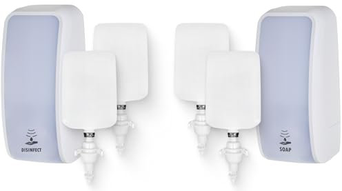 Blanc HYGIENIC KOMPLETT-Set HANDHYGIENE Sensor: Desinfektionsspender Sensor + 2 Kartuschen & Schaumseifenspender Sensor + 2 Kartuschen Farbe Weiß