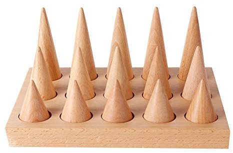 Présentoir en Bois à 15 Doigts pour Bagues, Support de Vitrine, Organisateur de Bagues à Bijoux, Présentoir de Bagues, Supports de Bagues Coniques pour Filles et Femmes,