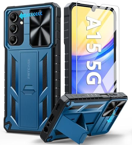 FNTCASE for Samsung A15 Phone Case: Heavy Duty Shockproof Protective Case with Kickstand | Military Grade Rugged Nonslip Cases & Hard Drop Proof Cell Phone Cover for Galaxy A15 4G/LTE/5G 6.5 Inch