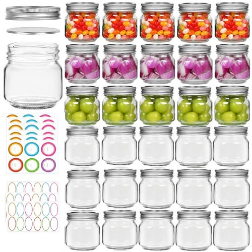 Mcupper 30 Pack Mason Jars 8 oz, Half Pint Canning Jars with Lids and Bands for Canning, Jam, Pickles & DIY