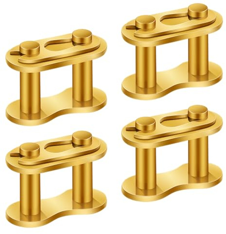 NQEUEPN 4 Stück Kettenglieder, Stahllegierung Robust Hauptglied Goldene Chain Master Link für Motorrad 50cc 70cc 90cc 110cc 125cc ATV Quad 4 Wheeler Pocket Bike, 428