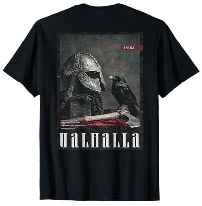 Valhalla Odin Thor Runen Viking Helm Backprint Wikinger T-Shirt