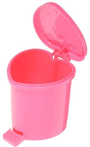 Kichvoe Cute Heart-shaped Desktop Trash Can Waste Container Press Type Mini Garbage Bin for Home Office Kitchen Dormitory Creative Adornment Sturdy Design