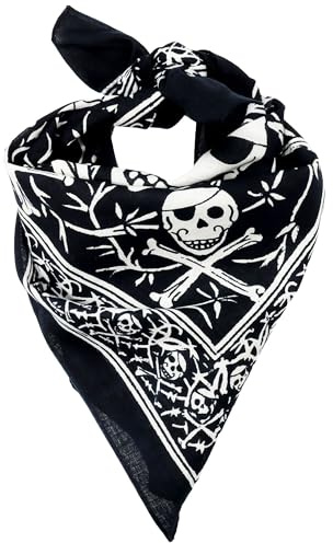 Freak Scene Bandana Tuch Totenkopf Biker schwarz weiß quadratisches Kopftuch Halstuch