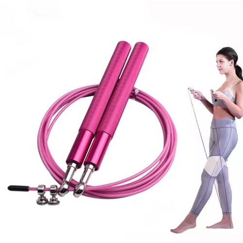 EIROVYA Springseil erwachsene fitness,springseil erwachsene1 Aluminium Springseil mit feinem Griff für Erwachsene Fitness Geeignet für Indoor- und Outdoor-Sport-Fitness-Workouts(Pink)