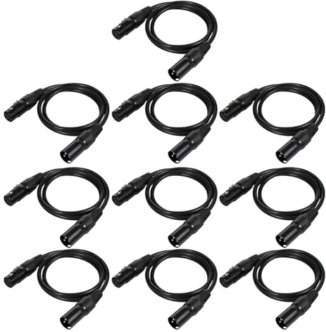 CaalLogt DMX512 Cable,DMX512 Signal Wires Cable,1M/3.3 ft &/2M 6.5ft 3-Pin XLR Male to Female Stage Light Signal Cable Microphone XLR Cable for Party DJ Club Disco Stage Lighting Fixture Control