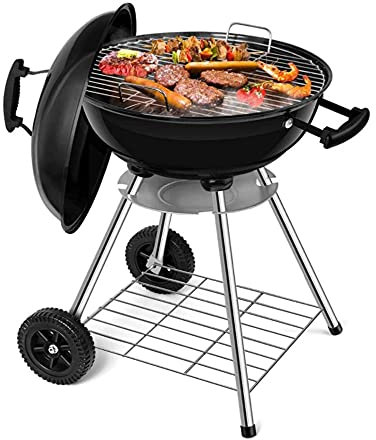 CTCOIJRN Barbecue portatile rotondo a carbonella, for barbecue, controllo del calore all'aperto, barbecue, feste, patio, giardino, campeggio, 46x73 cm