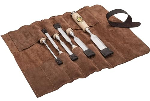 KIRSCHEN Set di scalpelli – Set composto da 6 scalpelli (6, 10, 12, 16, 20, 26 mm) e borsa in pelle scamosciata, 6 pezzi 1171002