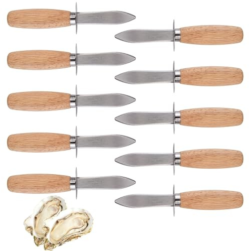 HILAZA 10Pcs Oyster Shucking Knife Bulk, Shucker and Opener Tool