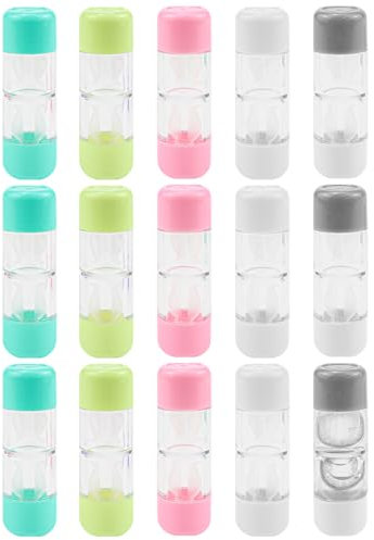 FERCAISH Pack of 15 Contact Lens Case for Hard Cosmetic Lens Case Holder Box, RGP Protective Box for Hard Contact Lenses, Portable Lens Case Holder, for Daily, Travel Use, multicoloured, Portable