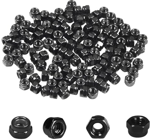 M3 Locknuts 120PCS Metric Nylon Inserted Hex Lock Nuts Self-Lock Nylon Insert M3x0.5mm Carbon Steel Self Locking 5.5mm Hex Nut Driver Tiny Nut for RC Bike Pedals 3D Printer