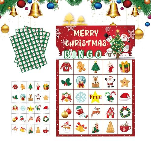 Weihnachtskartenspiel, Weihnachtskartenspiel - Interaktives Papierkartenspiel für 24 Spieler zu Weihnachten - Unterhaltungskartenspiel für Erwachsene Gruppenaktivität Klassenzimmer Renco