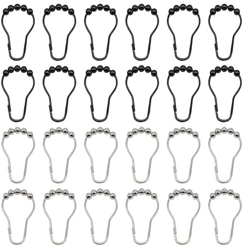 Crochets De Rideau De Douche 24 Pièces, Anneaux De Rideau De Douche En Métal, Accessoires De Salle De Bain, Accessoires D'Installation De Rideau De Douche, Outils De Fixation De Rideau De Douche