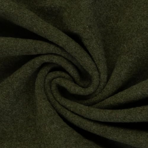 Weicher Wollflece NENA | 100% Wolle (Schurwolle) | Meterware | ab 50x140cm (olivgrün meliert)