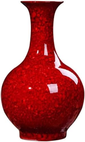 ZGSSOPTU Dekoration für Zuhause, Keramik, handgefertigt, rote Wasserperle, Glasur, Büro-Wohnaccessoires (38 x 24 cm) für Blumenvase