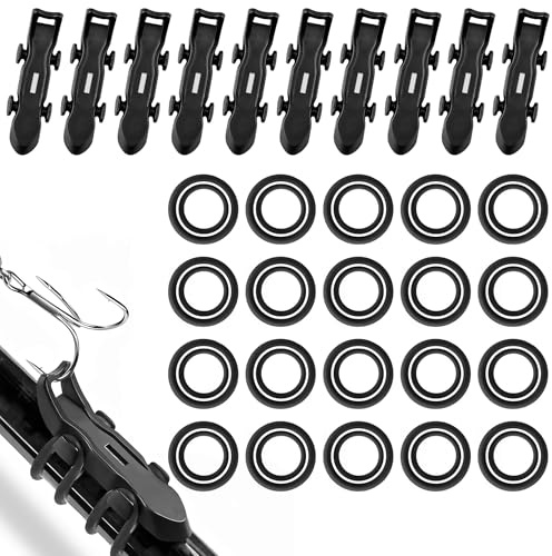 HAOBIN 10 stück Lure Magnetic Hooker Magnetische Angelhaken Keeper fischköder köder Halter Lure Holder Fishing Lure Holder Hook Keeper Angelhakenhalter,Mit 2 Größen von Gummiringen (Schwarz 10pcs)