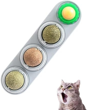 AzurePure Natürliche Katzenminze, Katzenwand-Aufklebball, Kratzspielzeug, Leckerli, gesunde Leckerlis, entfernt Bälle zur Förderung der Verdauung, Katzengras-Snack katzenspielzeug Maus(4)