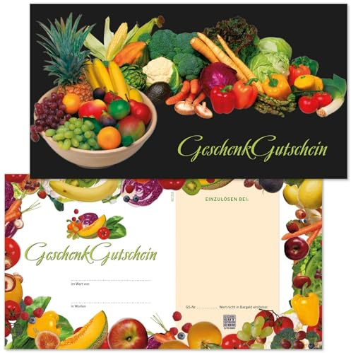 GESCHENKGUTSCHEINcom - 100 Blanko Gutscheine - Formular mit Vordruck für Obst-Handel Gemüse-Handel OG1230-100-V1