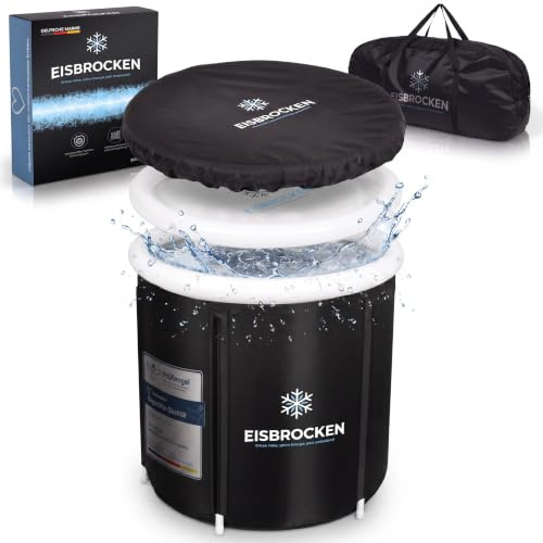 EISBROCKEN Das Original Eisbaden Tonne, Faltbare Eistonne 80 cm Ø mit 5 Schicht Isolierung für Sport, Regeneration & Erholung, Indoor & Outdoor Eisbad