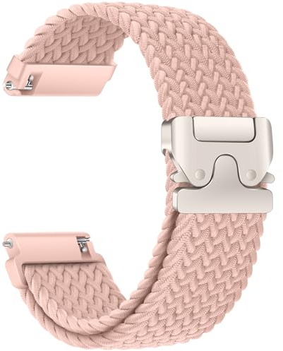 RUIMAYA Bracelet de Montre en Nylon, Bracelet de Sport Tressé Elastique 22mm et Respirant Convient à la Plupart des Montres Intelligentes et Montres-Bracelets Classiques, Rose