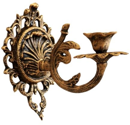 iplusmile Candelabro de Pared de Hierro Fundido Dorado, Portavelas Colgante Decorativo Vintage Estilo Aristocrático Europeo para Sala de Estar y Dormitorio