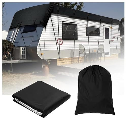 Housse de protection pour camion, camping-car, tissu Oxford 210D, pliable, facile à nettoyer, pour toit uniquement, noir, 9,5 x 3 m