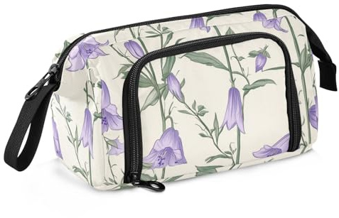KLL Campanula Rotundifolia Flowers Pencil Cases Large Capacity Large Pencil Bag with Slot for Nurse School Supply