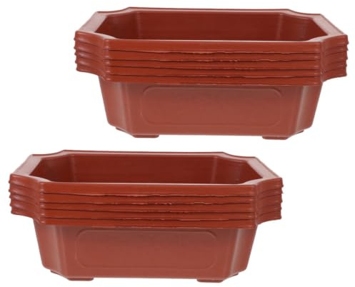Vasi Rettangolari in Plastica per Bonsai, 10 Pezzi, Stile Vintage Rosso | Fioriere Leggere e Pratiche, Facili da Spostare e Decorare, per Piante e Felci in Giardino, Design Classico