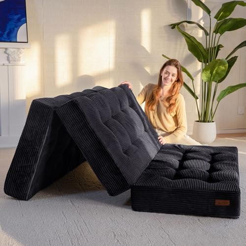 MAXYOYO Vikbar madrass för 1 person, 15 cm tjock för konvertibel futon, bärbar bäddsoffa, gästmadrass, extra säng, 90 x 190